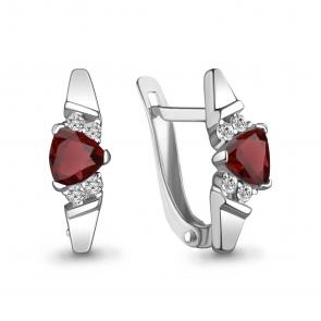 Серебряные серьги AQUAMARINE с фианитом и гранатом А4737803А фото