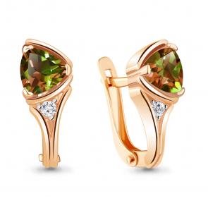 Серьги из золочёного серебра AQUAMARINE с фианитом и султанитом А4738019А-п фото