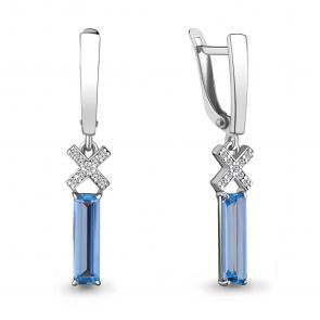 Серебряные серьги AQUAMARINE с топазом и фианитом А4739192А фото