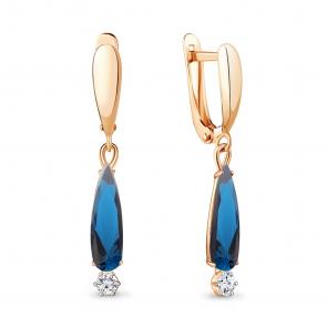 Серьги из золочёного серебра AQUAMARINE с фианитом и Лондон топазом А4739493А-п фото