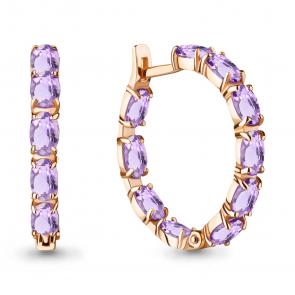 Серьги из золочёного серебра AQUAMARINE с аметистом А4742404-п фото