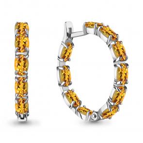 Серебряные серьги AQUAMARINE с цитрином А4742406 фото