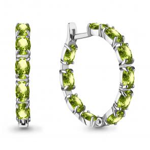 Серебряные серьги AQUAMARINE с хризолитом А4742407 фото