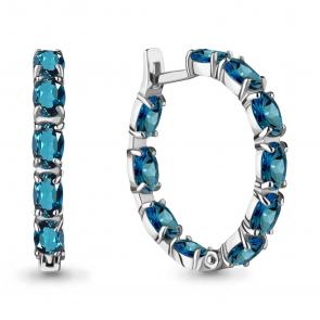Серебряные серьги AQUAMARINE с Лондон топазом А4742408 фото