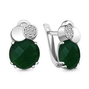Серебряные серьги AQUAMARINE с фианитом и агатом А4742909А фото