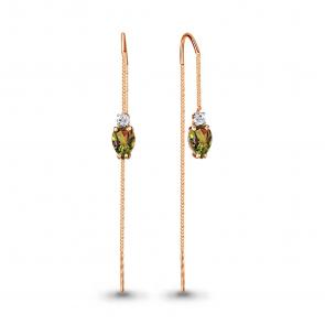 Серьги из золочёного серебра AQUAMARINE с фианитом и султанитом А4744919А-п фото