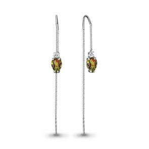 Серебряные серьги AQUAMARINE с фианитом и султанитом А4744919А фото