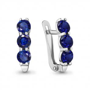 Серебряные серьги AQUAMARINE с гидротермальным сапфиром А47455Н фото