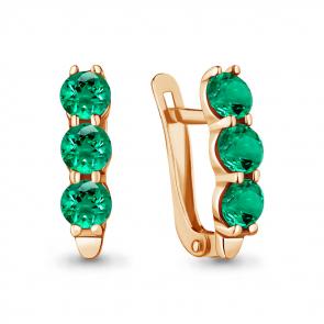 Серьги из золочёного серебра AQUAMARINE с гидротермальным изумрудом А47455П-п фото