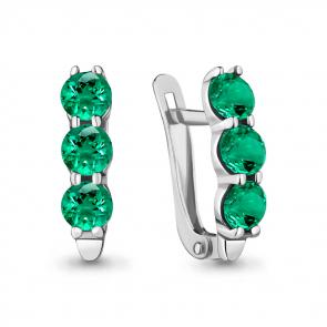 Серебряные серьги AQUAMARINE с гидротермальным изумрудом А47455П фото
