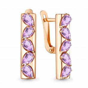 Серьги из золочёного серебра AQUAMARINE с аметистом А4746404-п фото