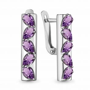 Серебряные серьги AQUAMARINE с аметистом А4746404 фото