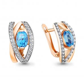Серьги из золочёного серебра AQUAMARINE с топазом и фианитом А4746705А-п фото