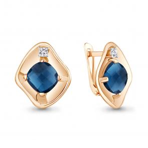 Серьги из золочёного серебра AQUAMARINE с фианитом и Лондон топазом А4750693А-п фото
