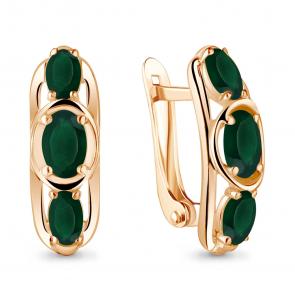 Серьги из золочёного серебра AQUAMARINE с агатом А4751609-п фото