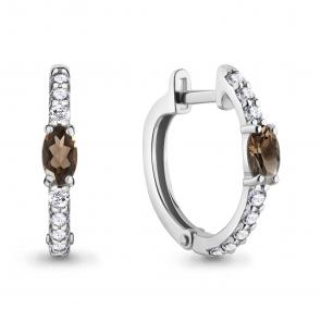 Серебряные серьги AQUAMARINE с фианитом и кварцем А4752101А фото