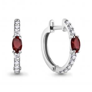Серебряные серьги AQUAMARINE с фианитом и гранатом А4752103А фото