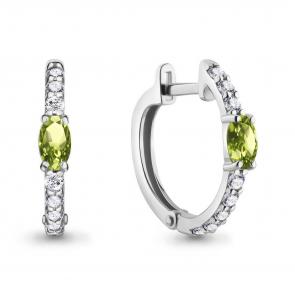 Серебряные серьги AQUAMARINE с фианитом и хризолитом А4752107А фото