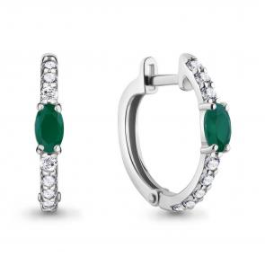 Серебряные серьги AQUAMARINE с фианитом и агатом А4752109А фото