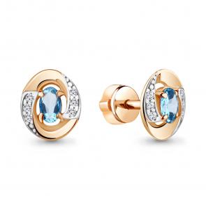 Серьги из золочёного серебра AQUAMARINE с топазом и фианитом А4752805А-пк фото