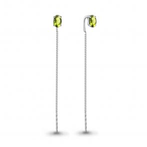 Серебряные серьги AQUAMARINE с хризолитом А4753807 фото