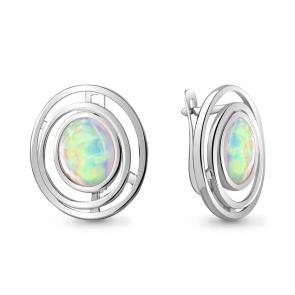 Серебряные серьги AQUAMARINE с опалом А4756498 фото