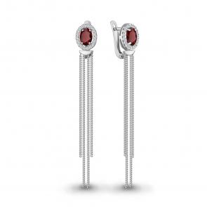 Серебряные серьги AQUAMARINE с фианитом и гранатом А4757503А фото