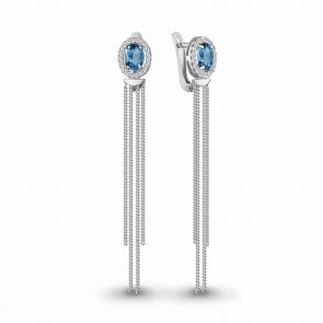 Серебряные серьги AQUAMARINE с топазом и фианитом А4757505А фото