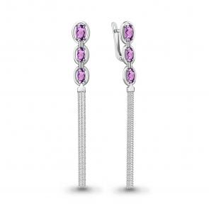Серебряные серьги AQUAMARINE с аметистом А4757704 фото