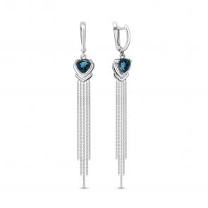 Серебряные серьги AQUAMARINE с Лондон топазом А4757808 фото