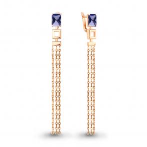 Серьги из золочёного серебра AQUAMARINE с танзанитом А47587603-п фото