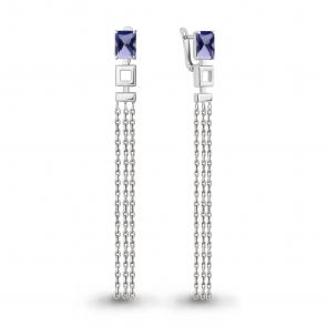 Серебряные серьги AQUAMARINE с танзанитом А47587603 фото