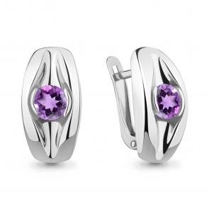 Серебряные серьги AQUAMARINE с аметистом А4759304 фото