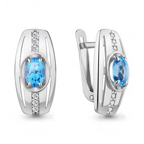 Серебряные серьги AQUAMARINE с топазом и фианитом А4759505А фото