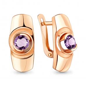 Серьги из золочёного серебра AQUAMARINE с аметистом А4759904-п фото