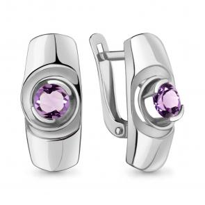 Серебряные серьги AQUAMARINE с аметистом А4759904 фото