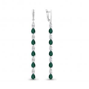 Серебряные серьги AQUAMARINE с фианитом и агатом А4760209А фото