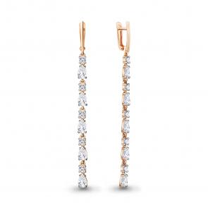 Серьги из золочёного серебра AQUAMARINE с фианитом А47602А-п фото