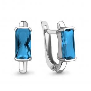 Серебряные серьги AQUAMARINE с Лондон топазом А4762293 фото