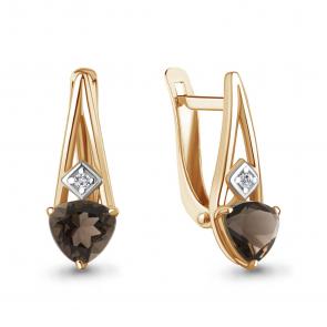 Серьги из золочёного серебра AQUAMARINE с фианитом и кварцем А4763201А-п фото