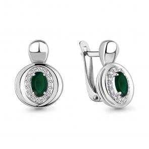 Серебряные серьги AQUAMARINE с фианитом и агатом А4764609А фото