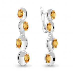Серебряные серьги AQUAMARINE с цитрином А4766106 фото