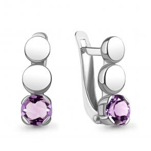 Серебряные серьги AQUAMARINE с аметистом А4766704 фото