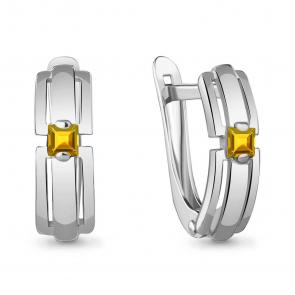 Серебряные серьги AQUAMARINE с цитрином А4766906 фото