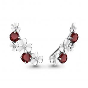 Серебряные серьги AQUAMARINE с фианитом и гранатом А4767603А фото