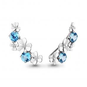 Серебряные серьги AQUAMARINE с топазом и фианитом А4767605А фото