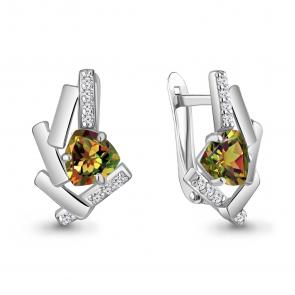 Серебряные серьги AQUAMARINE с фианитом и султанитом А4768319А фото