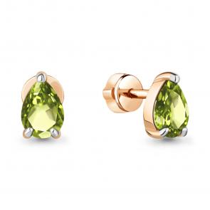 Серьги из золочёного серебра AQUAMARINE с хризолитом А4769007-п фото