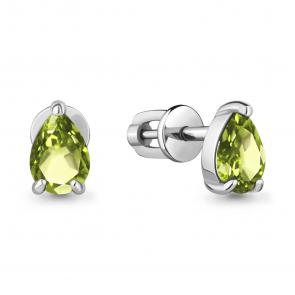 Серебряные серьги AQUAMARINE с хризолитом А4769007 фото