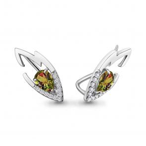 Серебряные серьги AQUAMARINE с фианитом и султанитом А4770019А фото